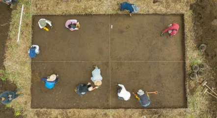 Toma aérea del sitio de la excavación